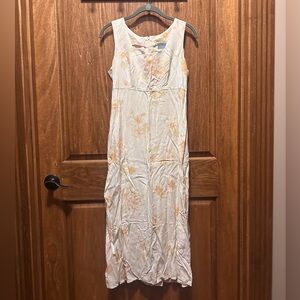 Rabbit Rabbit Rabbit Cream Maxi Dress with Peach Floral Print